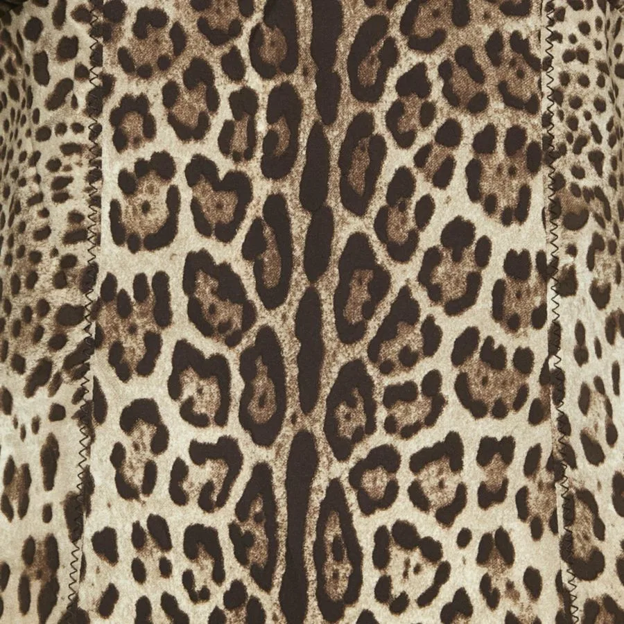 Женская блуза с принтом Dolce & Gabbana, Brown Leopard Print Silk Blouse — фото 4