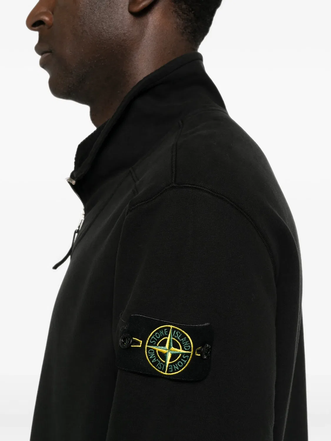 Stone Island Джемпер на молнии с патчем Compass черный — фото 4