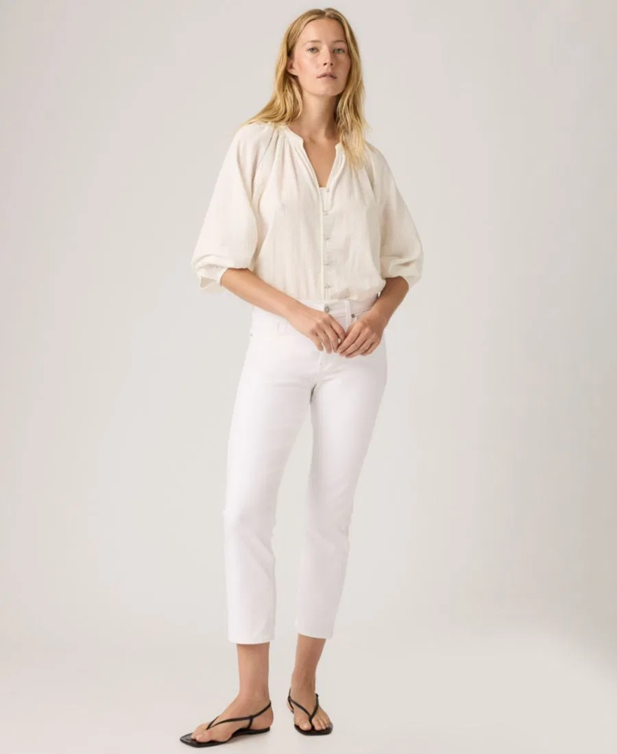 Джинсы прямого кроя скинни Classic Mid-Rise Ankle Straight-Leg Levi's, Simply White — фото 2