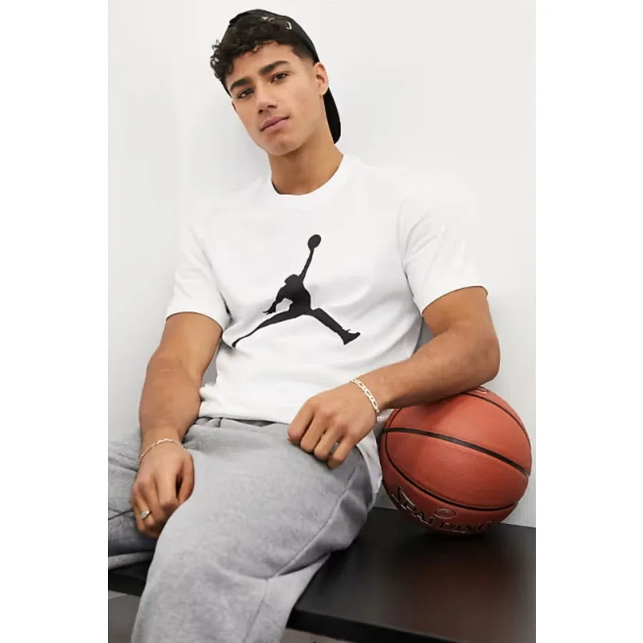 Футболка с коротким рукавом из хлопка Jordan Jumpman Nike, Белый