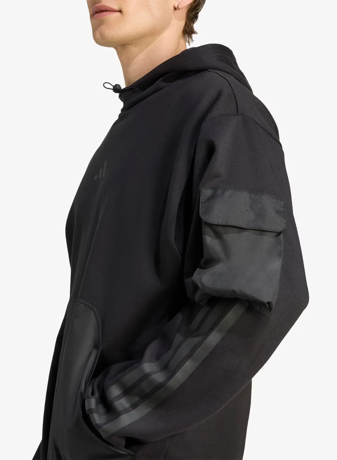 Худи утепленное с капюшоном City tech utility fleece Adidas, черный — фото 4