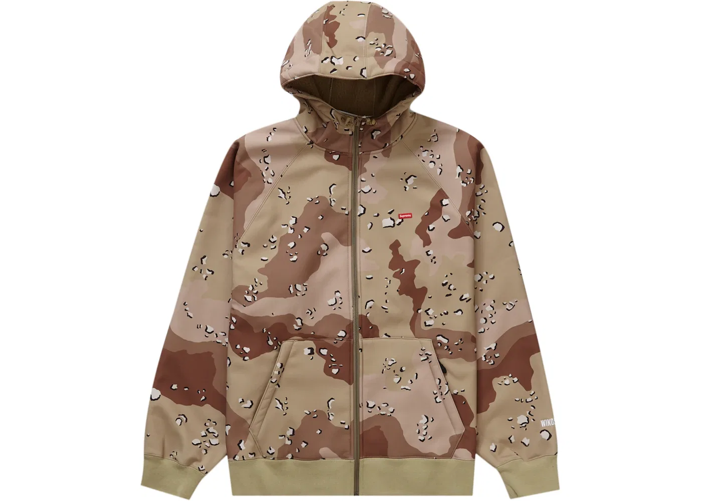 Мужская худи с капюшоном на молнии с принтом камуфляж Supreme WINDSTOPPER, Chocolate Chip Camo