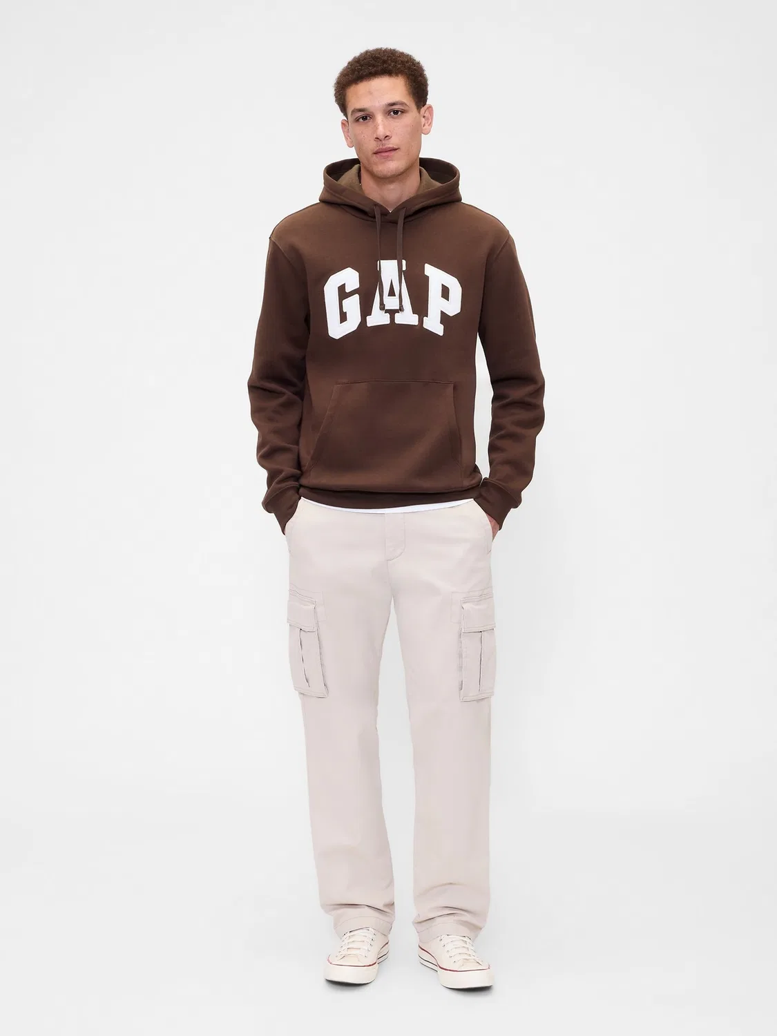Худи Gap Relaxed Logo, коричневый — фото 3