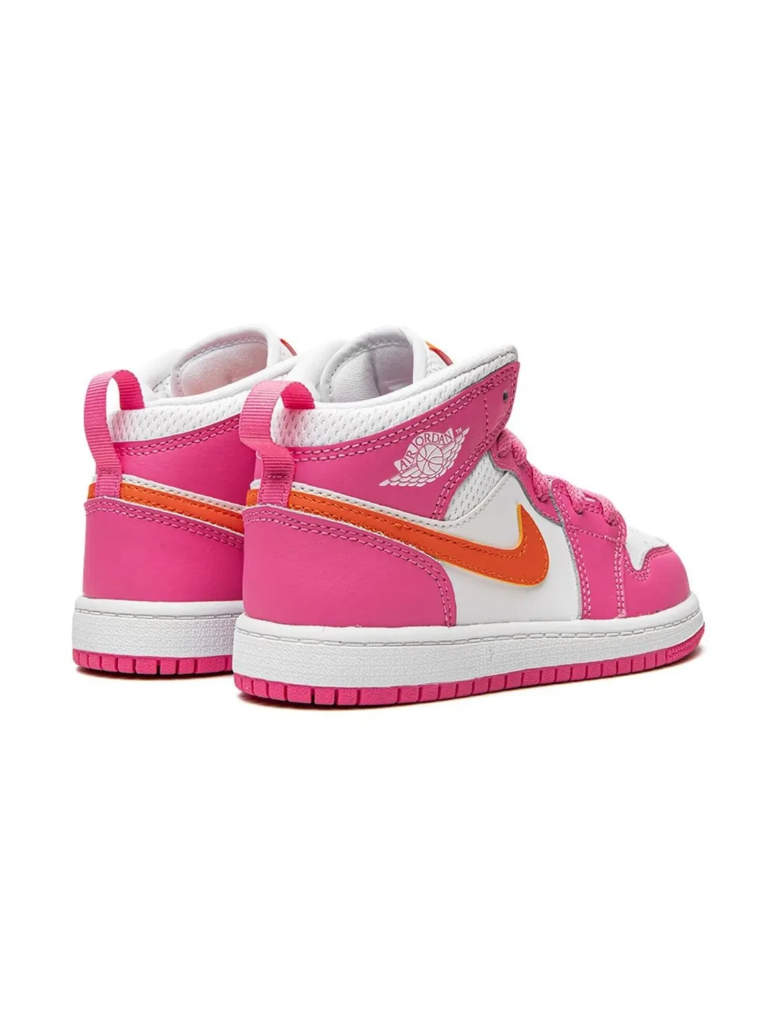 Кроссовки Jordan 1 Mid в розовом, оранжевом и белом цветах — фото 3