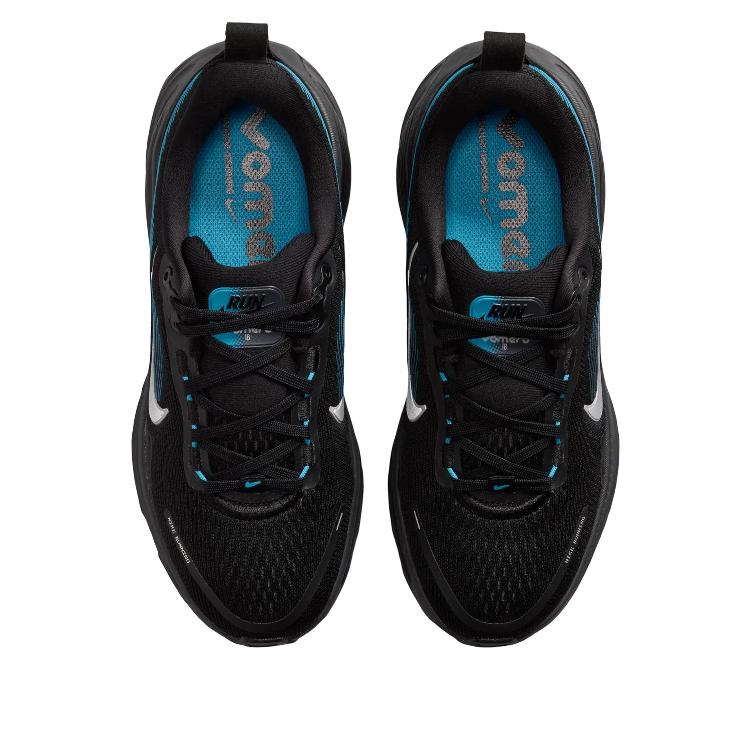 Детские кроссовки с сетчатым верхом Air Zoom Vomero 18 'Black Light Current Blue' Nike, Black/Light Current Blue — фото 3