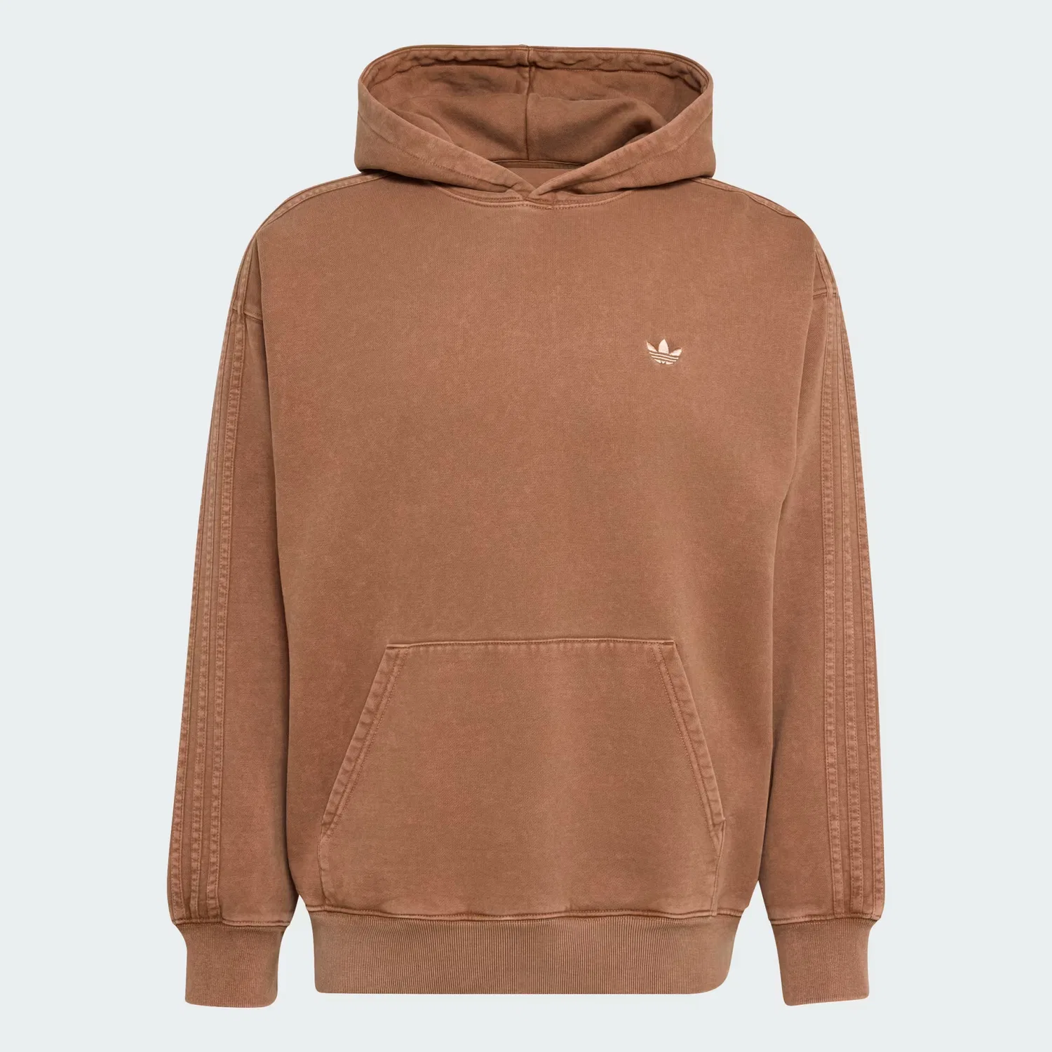 Мужское худи свободного кроя на шнурке Trefoil Essentials Washed Loose Hoodie Adidas Originals, коричневый — фото 4