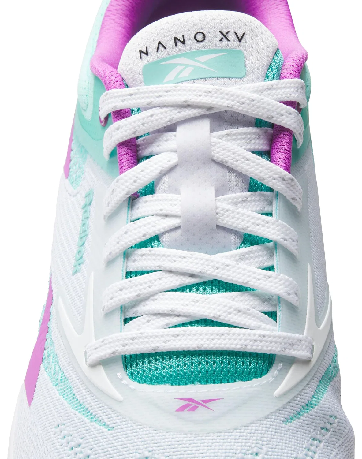 Детские кроссовки для девочек с полосками Nano X5 Reebok, Ftw White Ai Aqua Purple Rave — фото 2
