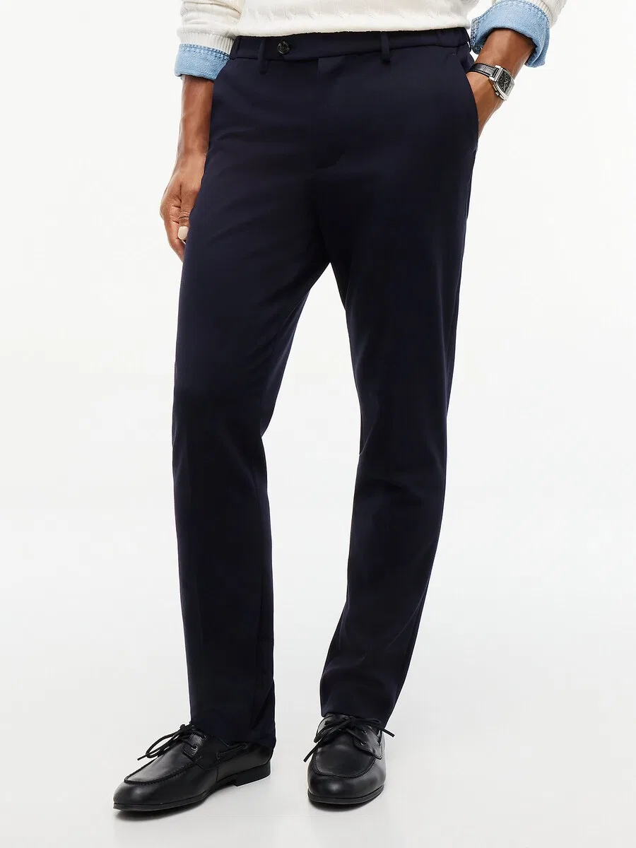 Брюки TOMMY HILFIGER Regular Pleated Pants 'New York Label' темно-синего цвета — фото 2