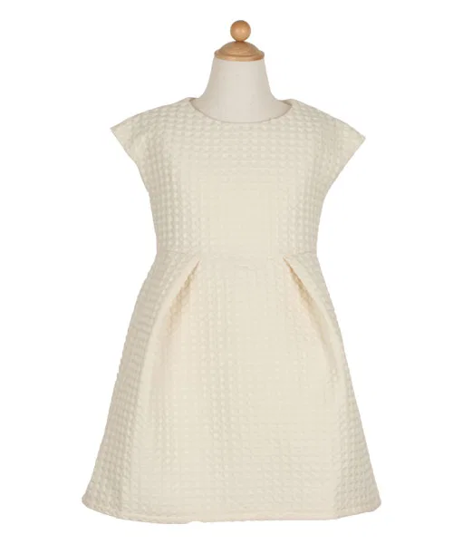Детское платье-трапеция из вафли с коротким рукавом, модель A-line DRESS LAB, Ivory