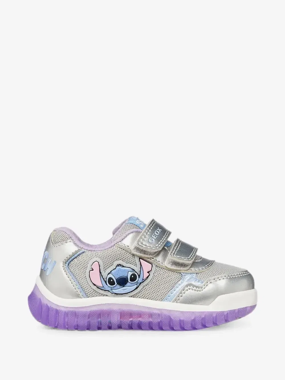Кроссовки на липучках X Disney Stitch Lightyloo Geox Kids, серебряный — фото 2