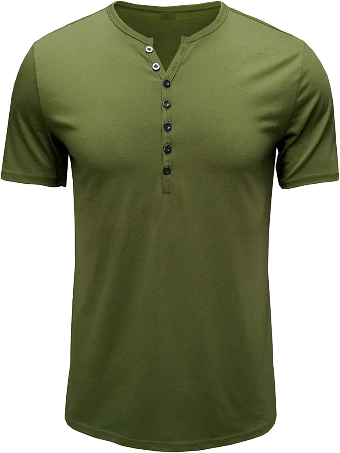 Мужская хенли-футболка с вафельным переплетением, Slim Fit, Army Green