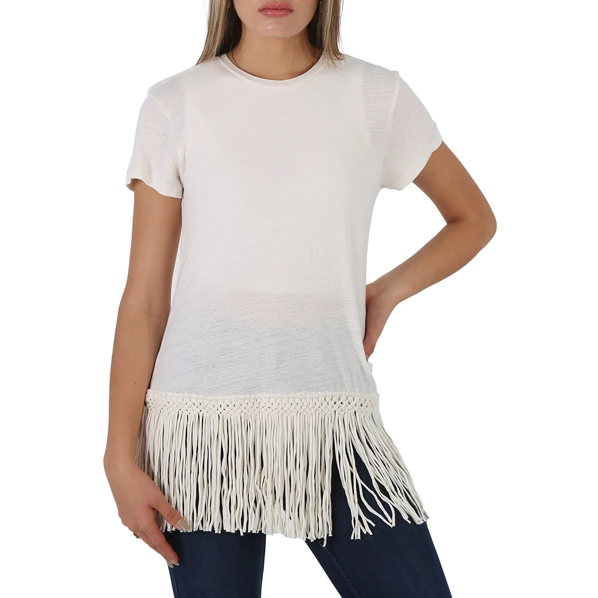 Футболка женская с бахромой Ladies Fringed Hem Polo Ralph Lauren, White