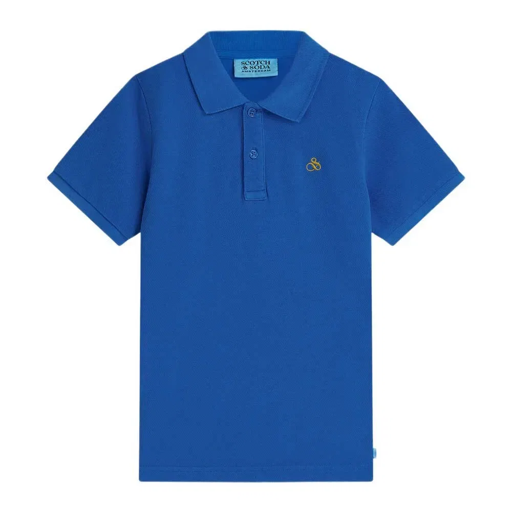 Детская футболка-поло с вышивкой на груди Scotch & soda, Blue