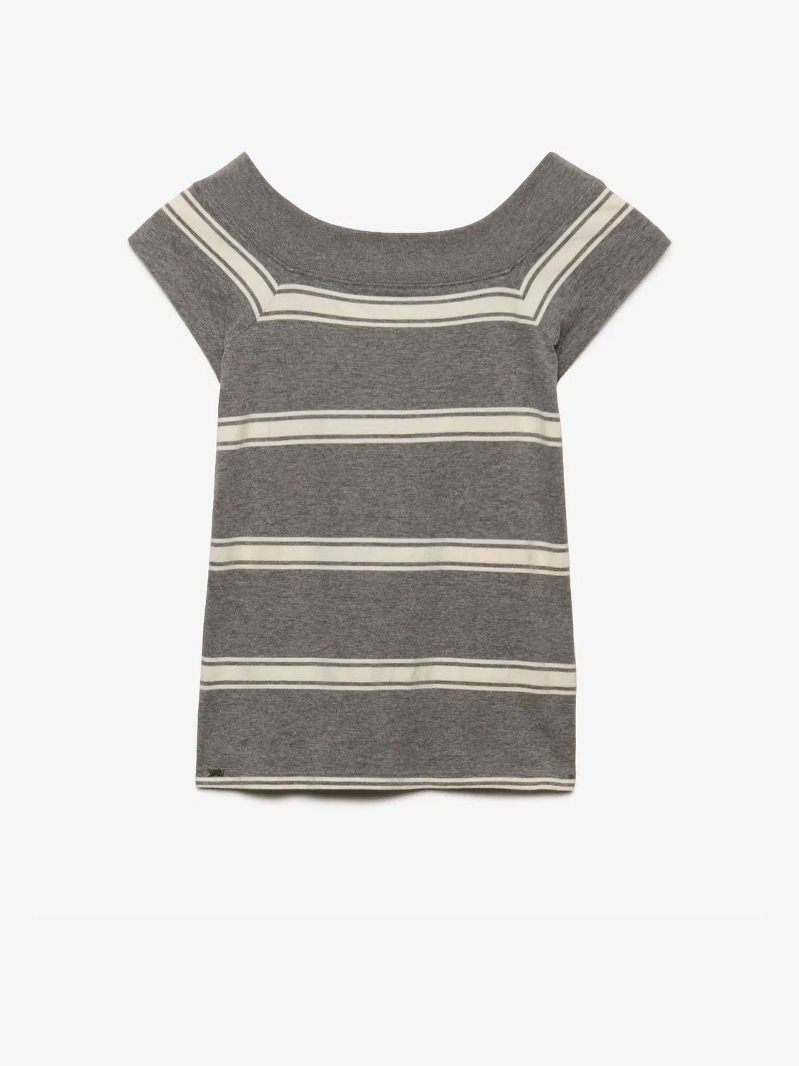 Топ с открытыми плечами, полоска, Essential Off-Shoulder Top Superdry, серый