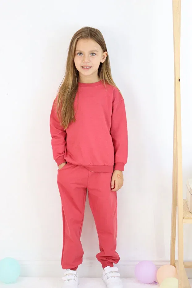 Детский комплект спортивного костюма для девочек хлопковый Harika Kids, Red