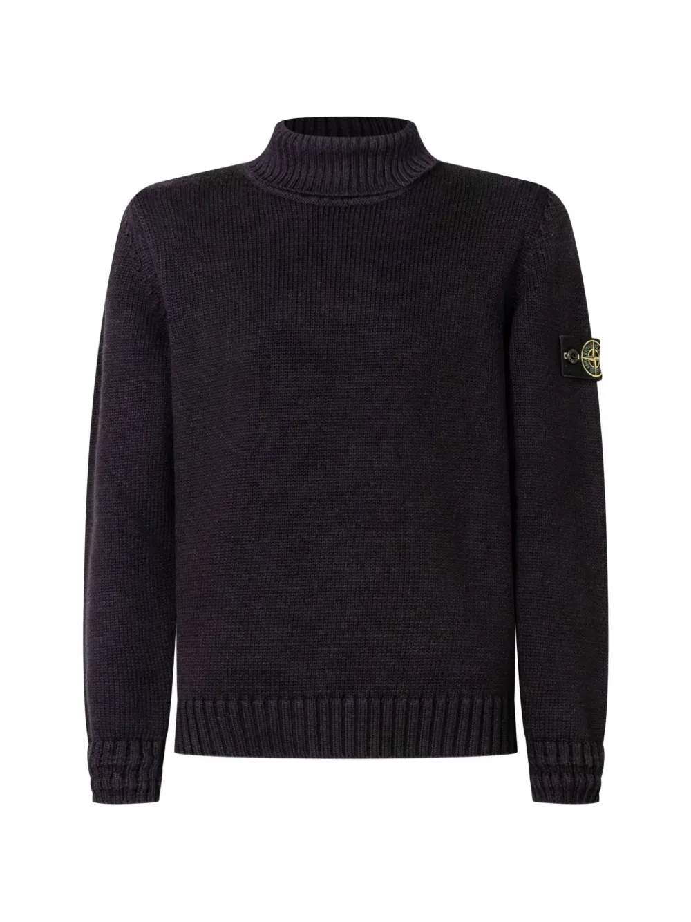 Свитер с высоким воротом и логотипом-нашивкой Stone Island Junior, черный