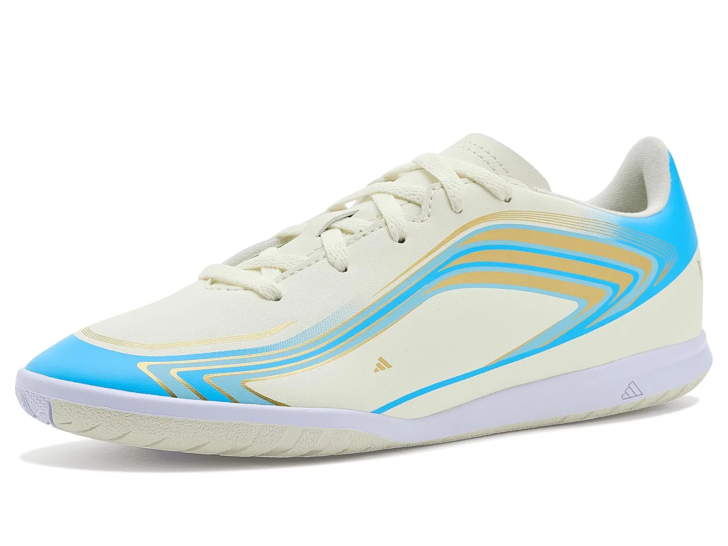 Бутсы F50 Messi Club Indoor Football (для маленьких и больших детей) Adidas Kids, Ivory/Semi Blue Burst/Icey Blue — фото 2