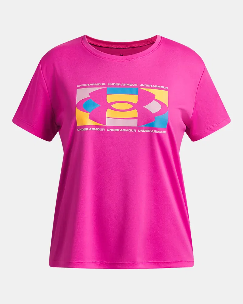 Футболка для девочек с коротким рукавом и влагоотводящей тканью UA Tech Big Logo UnderArmour, Rebel Pink/Pink