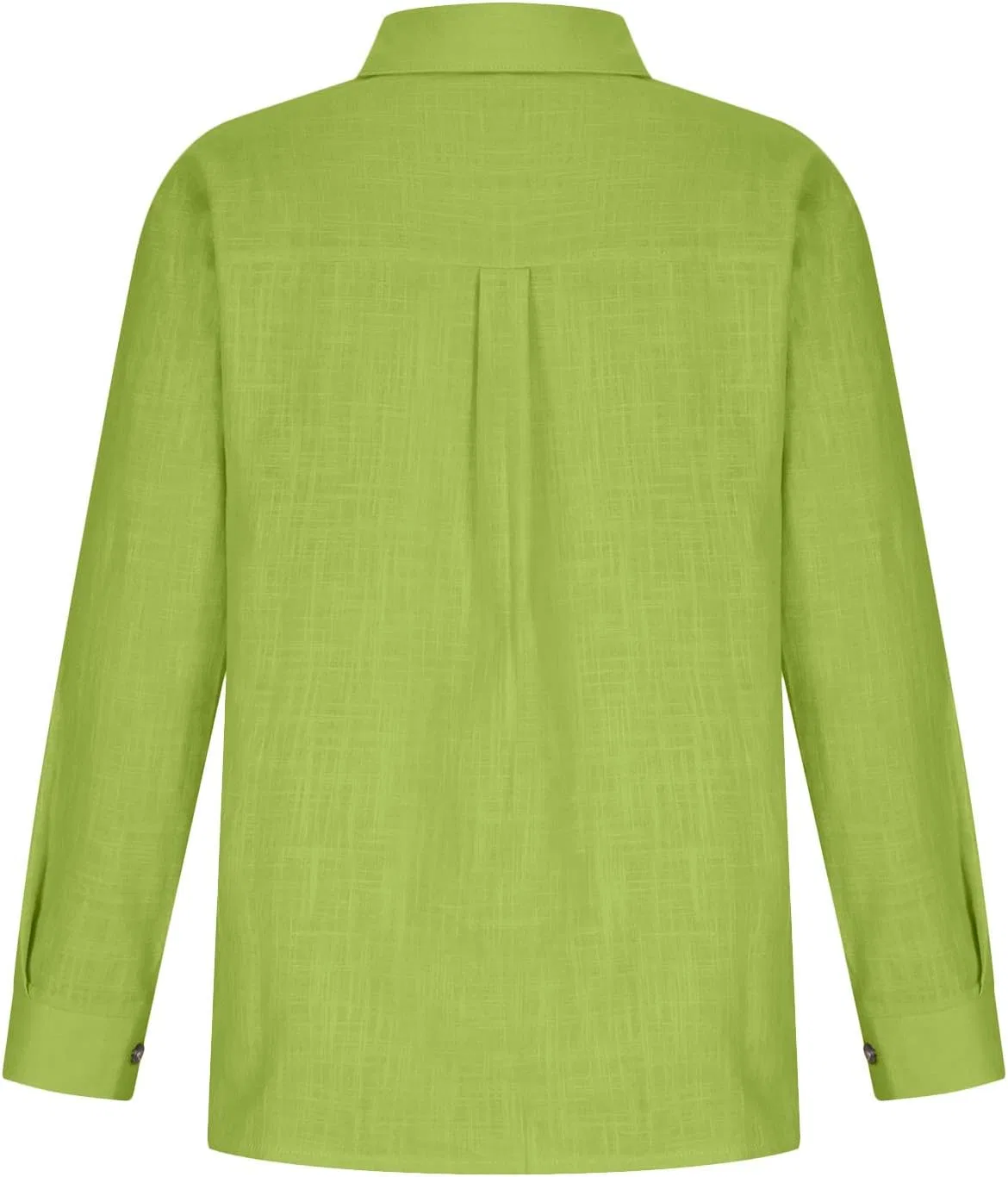 Женская свободная рубашка из льна и хлопка с V-образным вырезом BUERCWS, Mint Green — фото 4