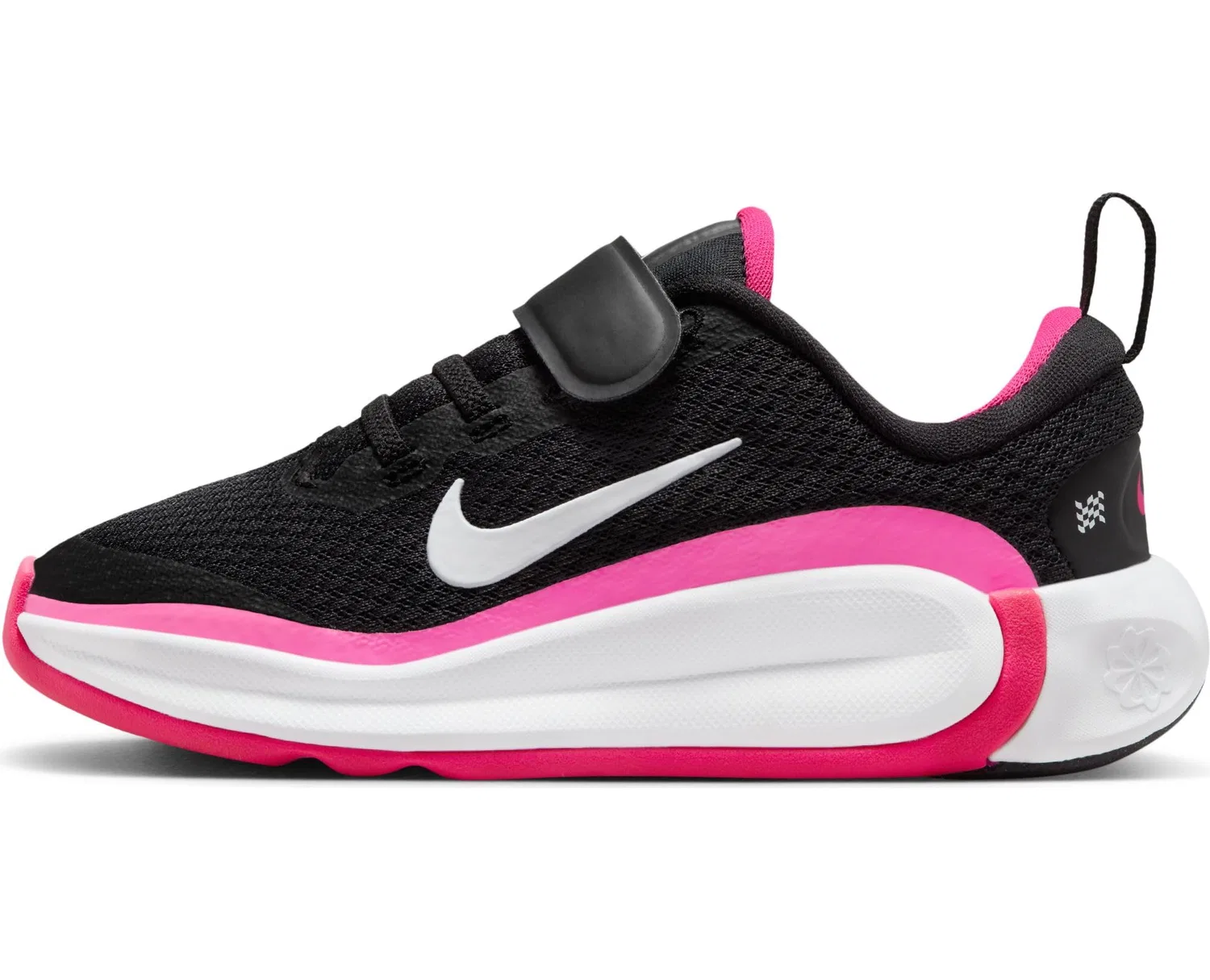 Детские кроссовки для мальчиков с амортизацией Infinity Flow (PS) NIKE, Black White Laser Fuchsia
