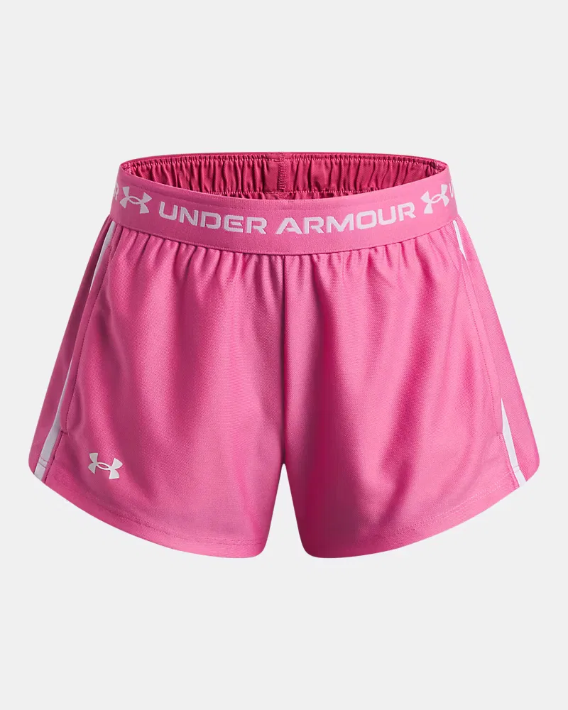 Детские шорты быстросохнущие из переработанного полиэстера UA Tech Play Up UnderArmour, Pink Frenzy/White