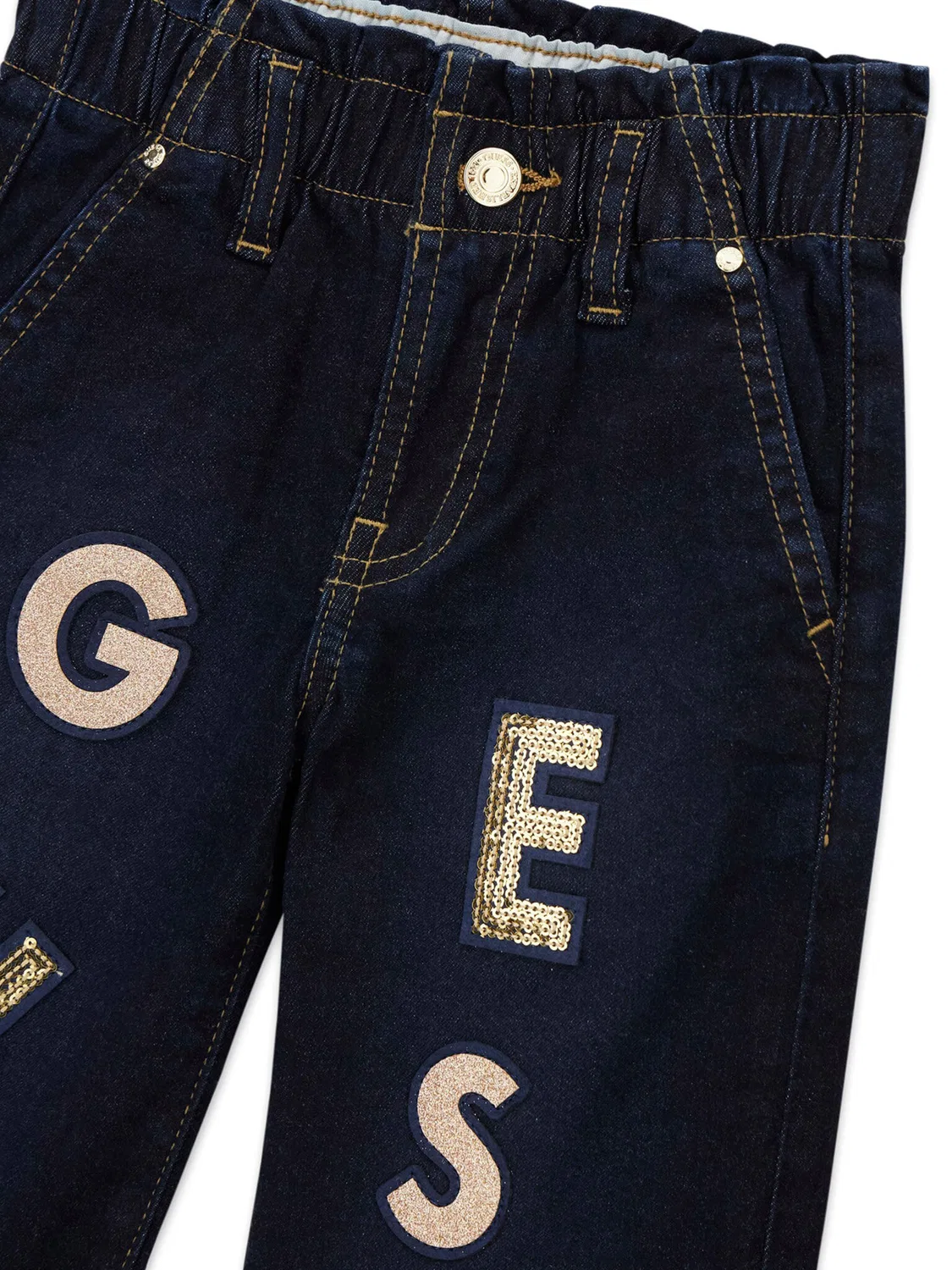 Джинсы клеш для девочки Guess, темно-синий — фото 3