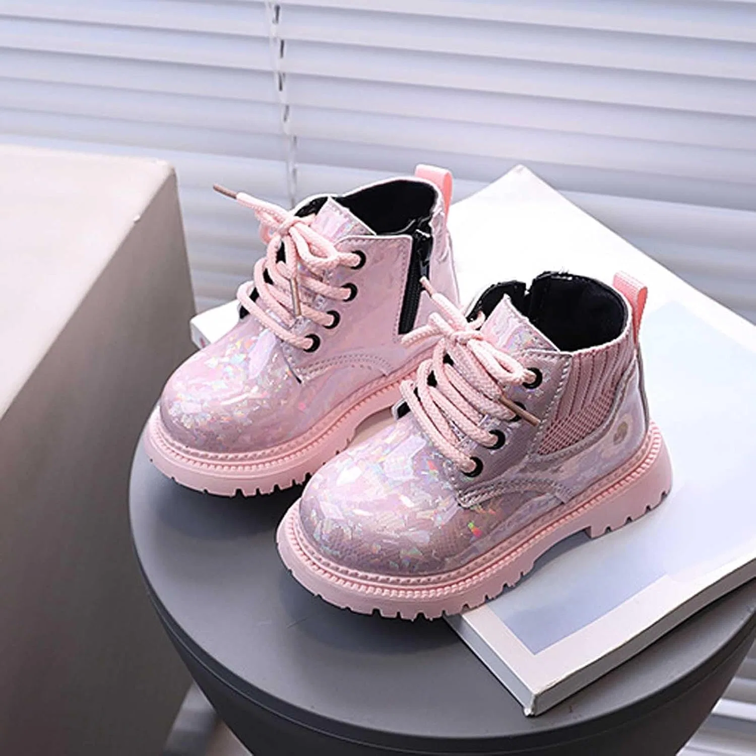 Детские ботинки для девочек с блестками, модель Glitter Short Booties, Pink — фото 4