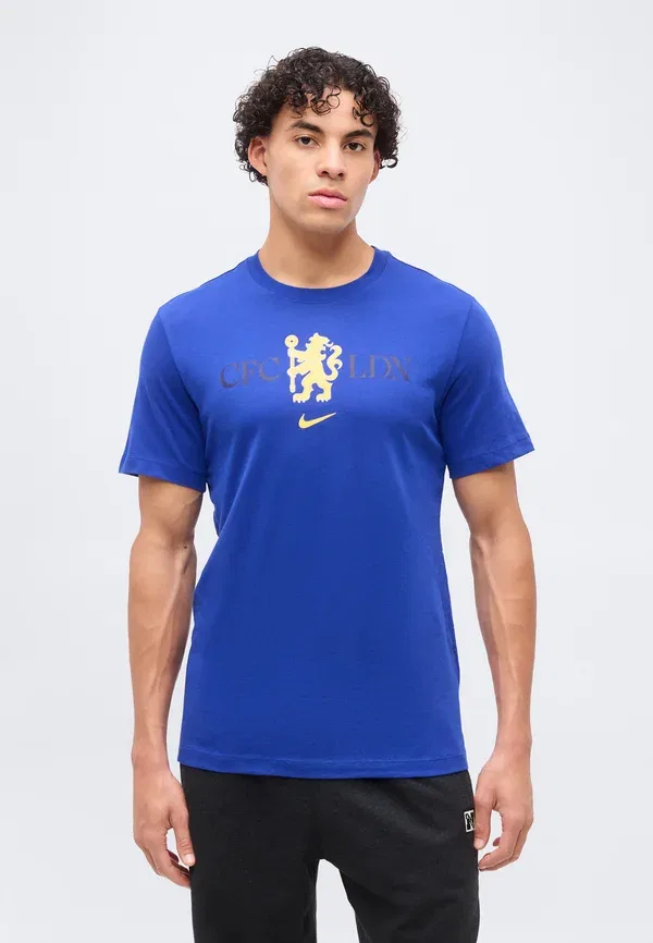 Футболка с принтом Chelsea fc crest tee Nike Performance Rush Blue, синий