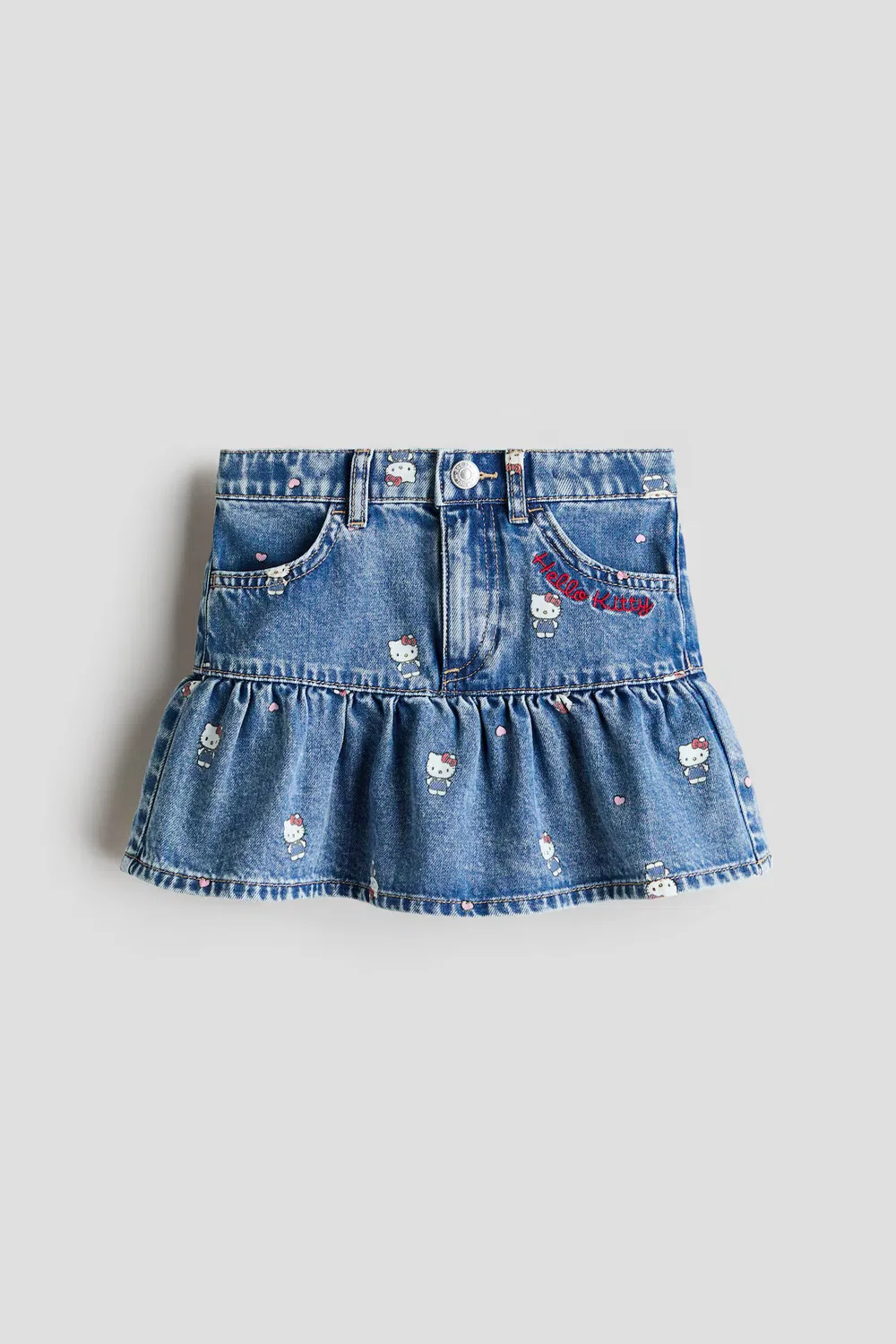 Джинсовая юбка с принтом H&M, Denimblau/Hello Kitty — фото 4