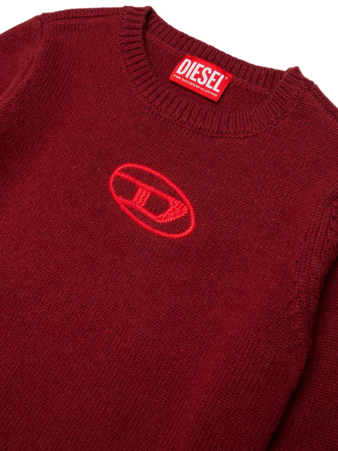 Свитер с вышитым логотипом Diesel Kids, красный — фото 3