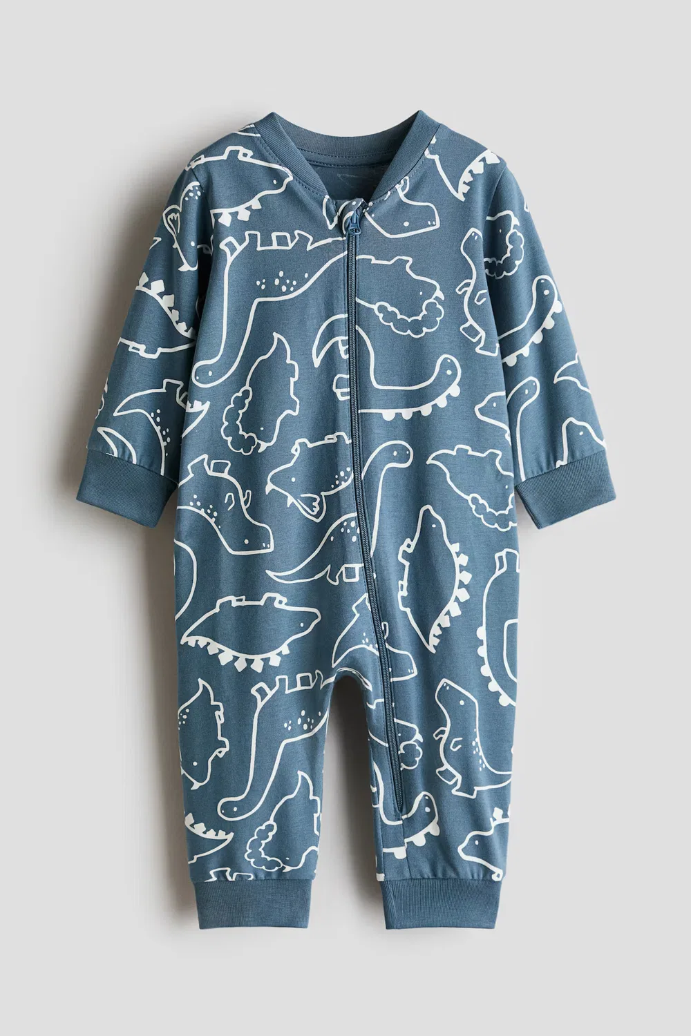 Пижама из набивного хлопка H&M, Helles Mattblau/Dinosaurier