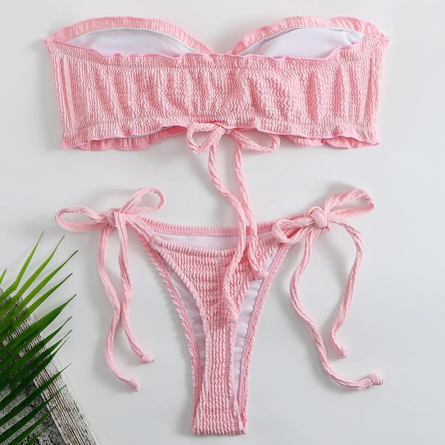 Женский купальный костюм рашгард с высокой талией, Pink — фото 4