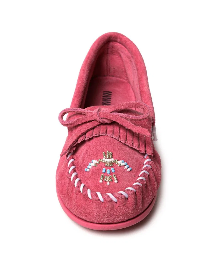 Детские мокасины с бисером Thunderbird Animikii Minnetonka, Pink — фото 4
