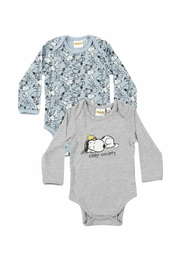 Комплект из боди и ползунков с принтом Peanuts Snoopy, синий/серый