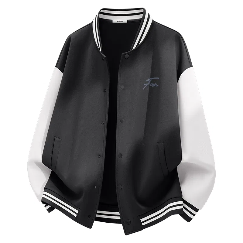 Детская бейсбольная куртка с воротником-стойкой MINISO, Black — фото 3