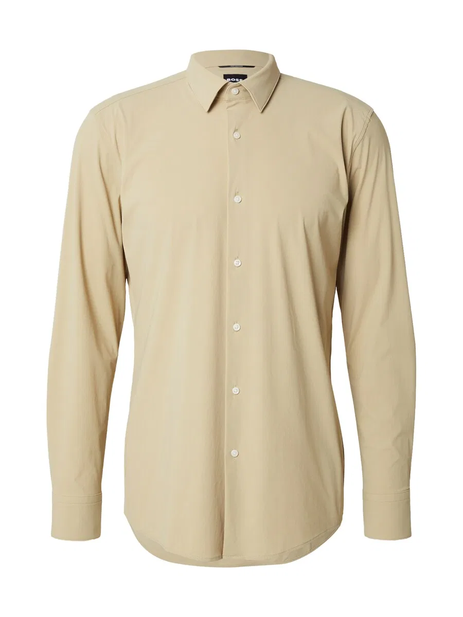 Рубашка BOSS Slim fit Button Up Shirt 'Hank' бежевого цвета