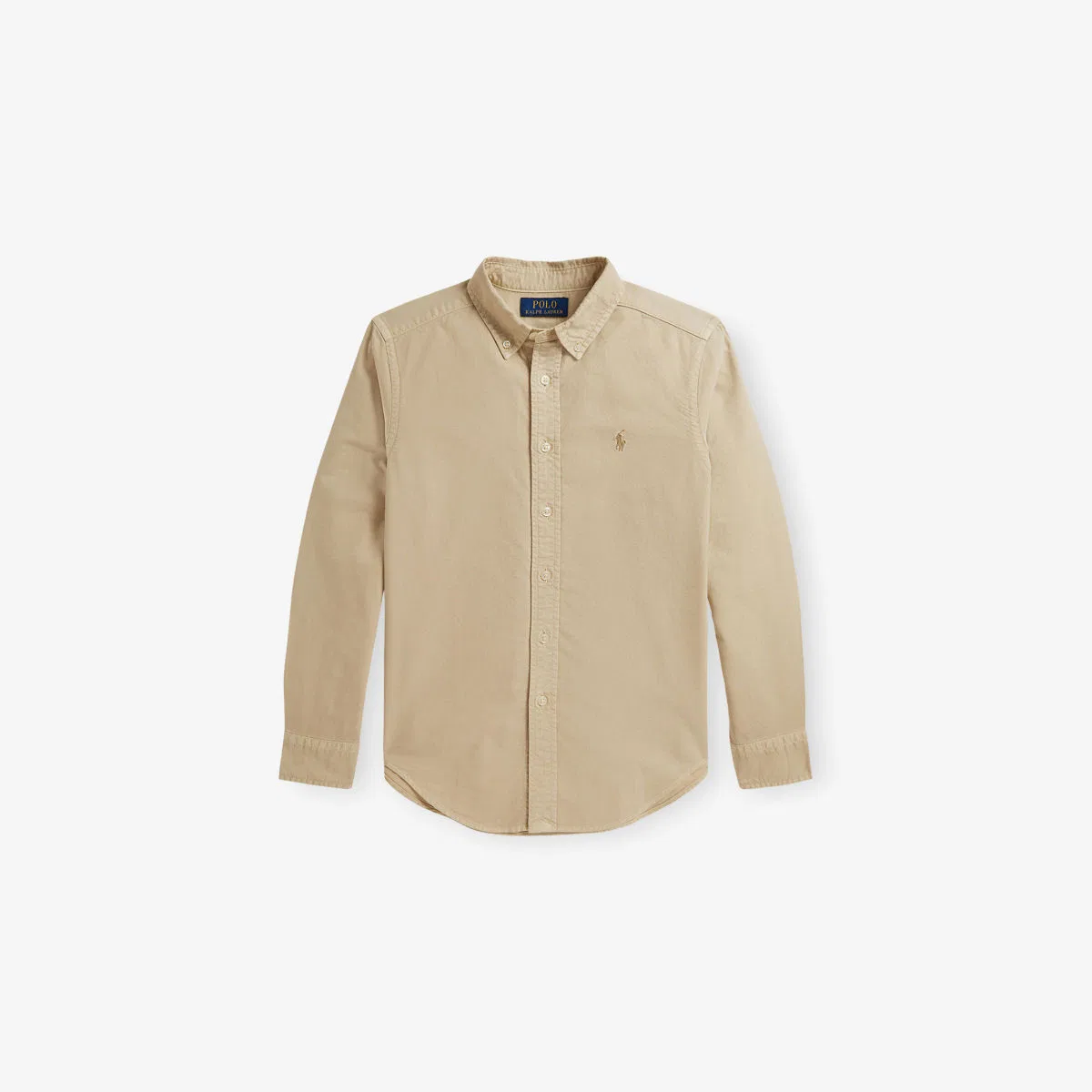 Детская хлопковая рубашка оксфорд, окрашенная в готовом виде Polo Ralph Lauren, кремовый