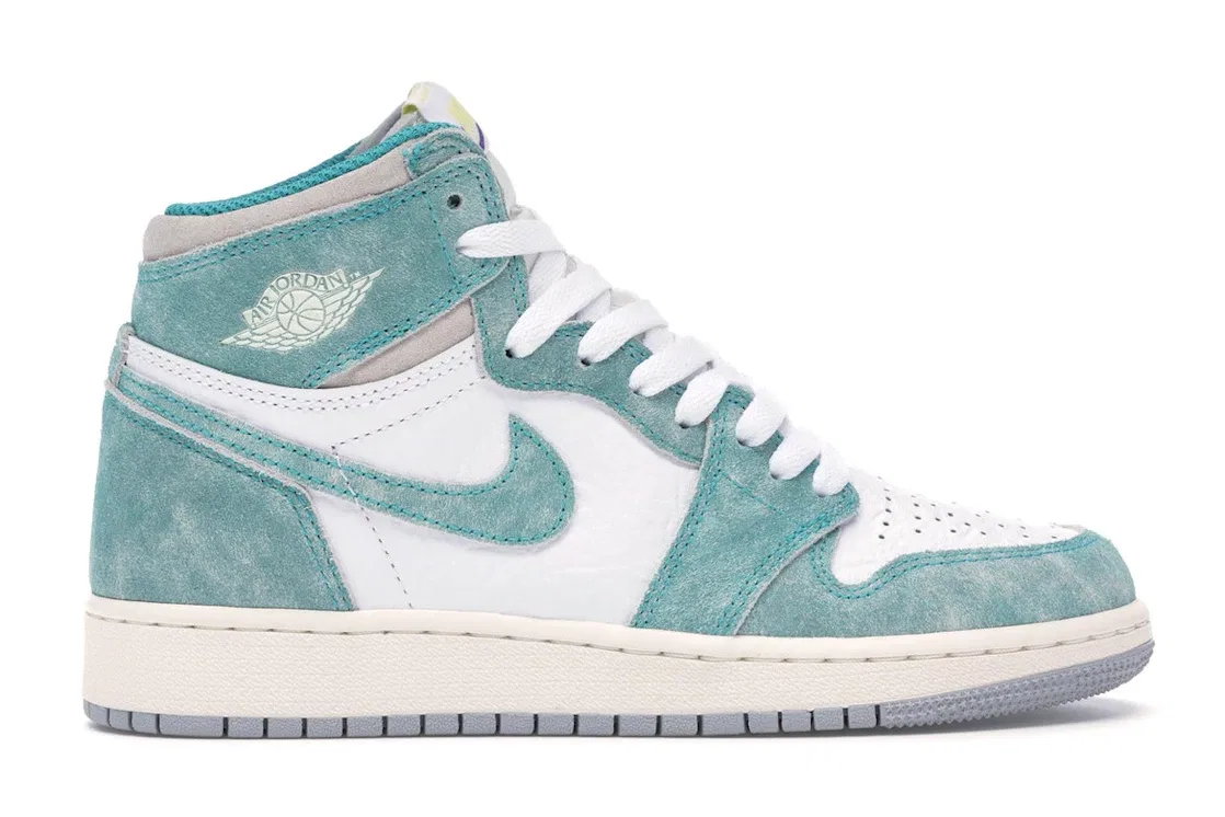 Детские кроссовки lifestyle с принтом Jordan 1 Retro High Turbo Green, Turbo Green/Sail-White-Light Smoke Grey
