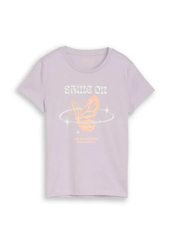 Футболка с принтом Print T-shirt Tom Tailor, cool lilac, сиреневый