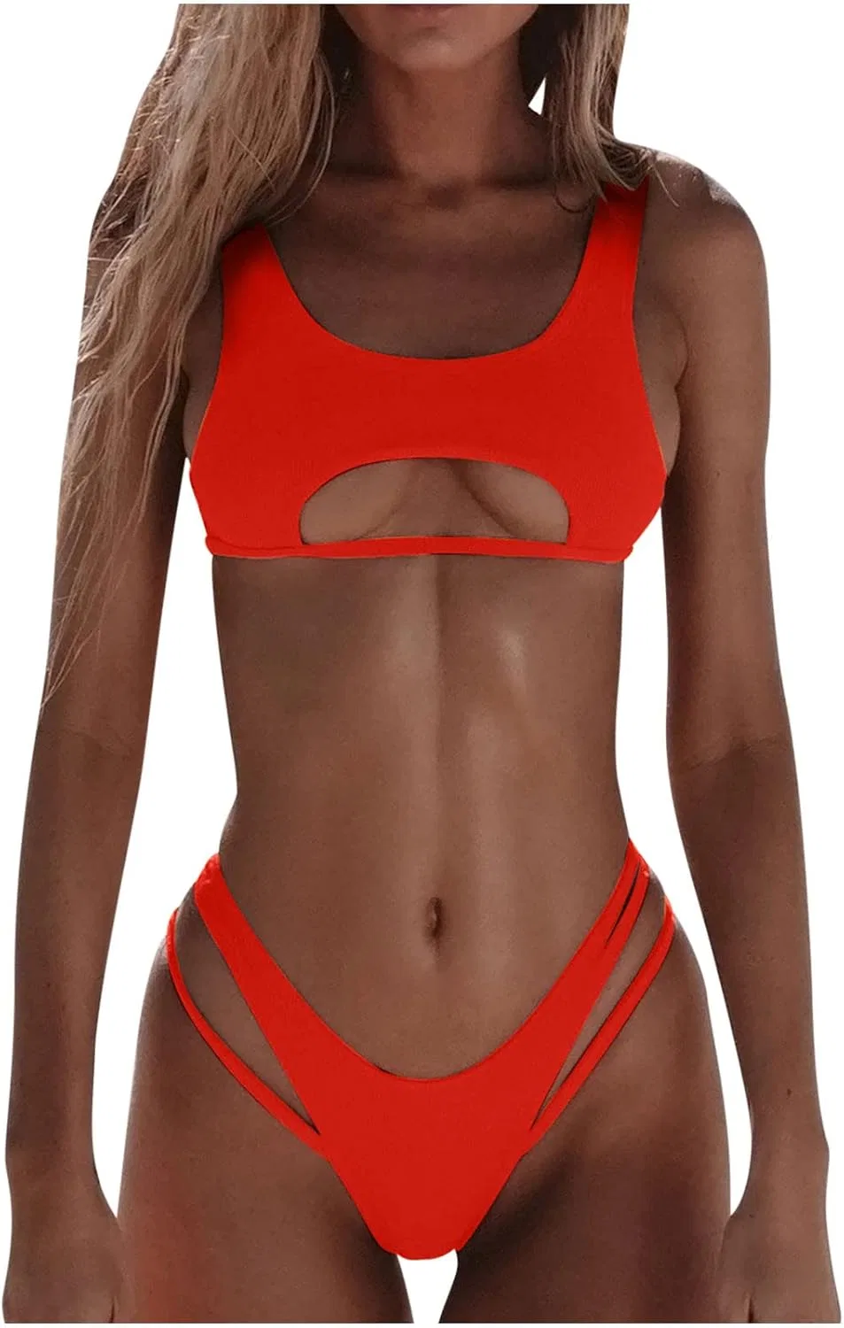 Женский бикини-сет с вырезами Ribbed Back Hook, Red
