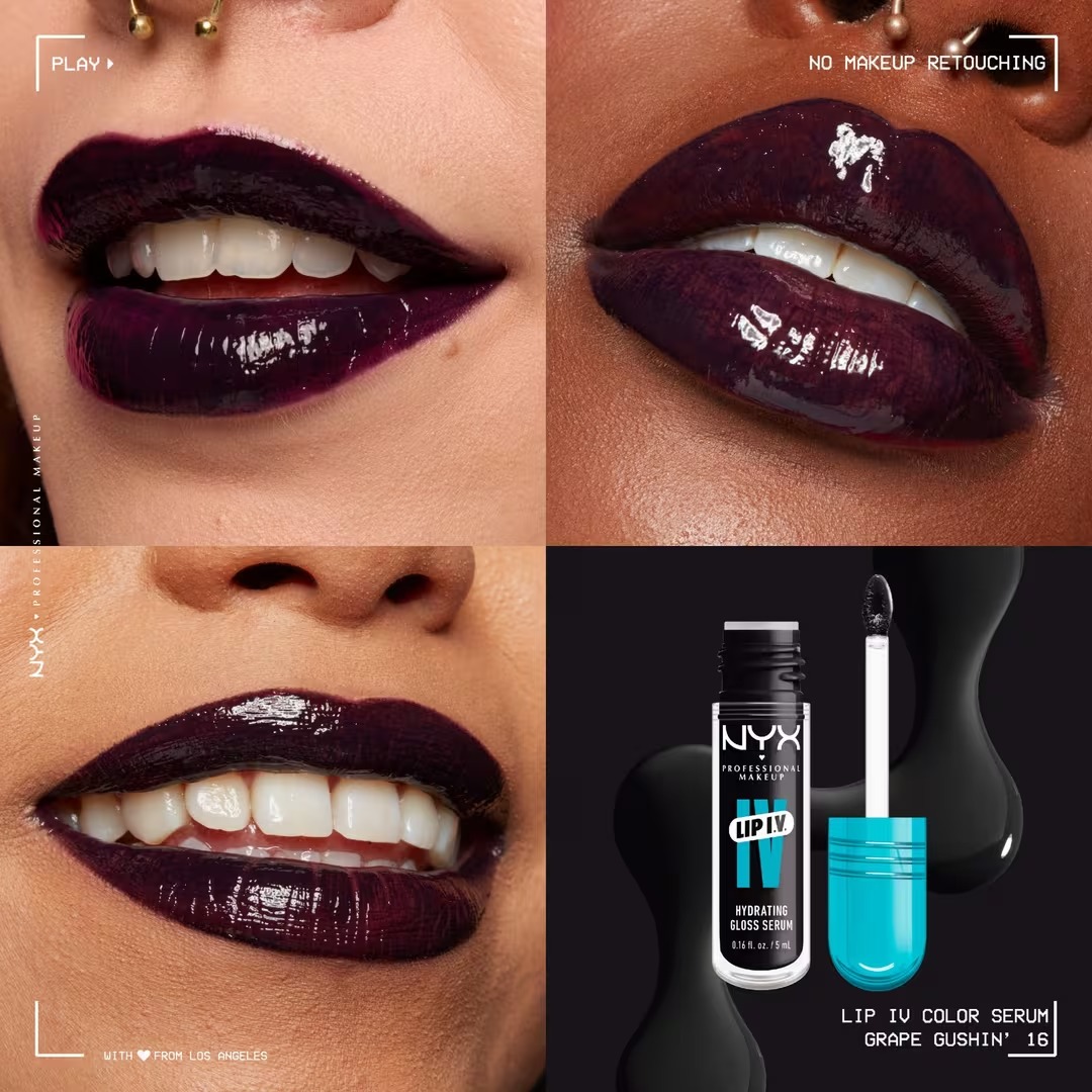 Увлажняющий блеск для губ NYX Professional Makeup Lip I.V. Hydrating Gloss Stain, Grape Gushin', 5 мл — фото 4