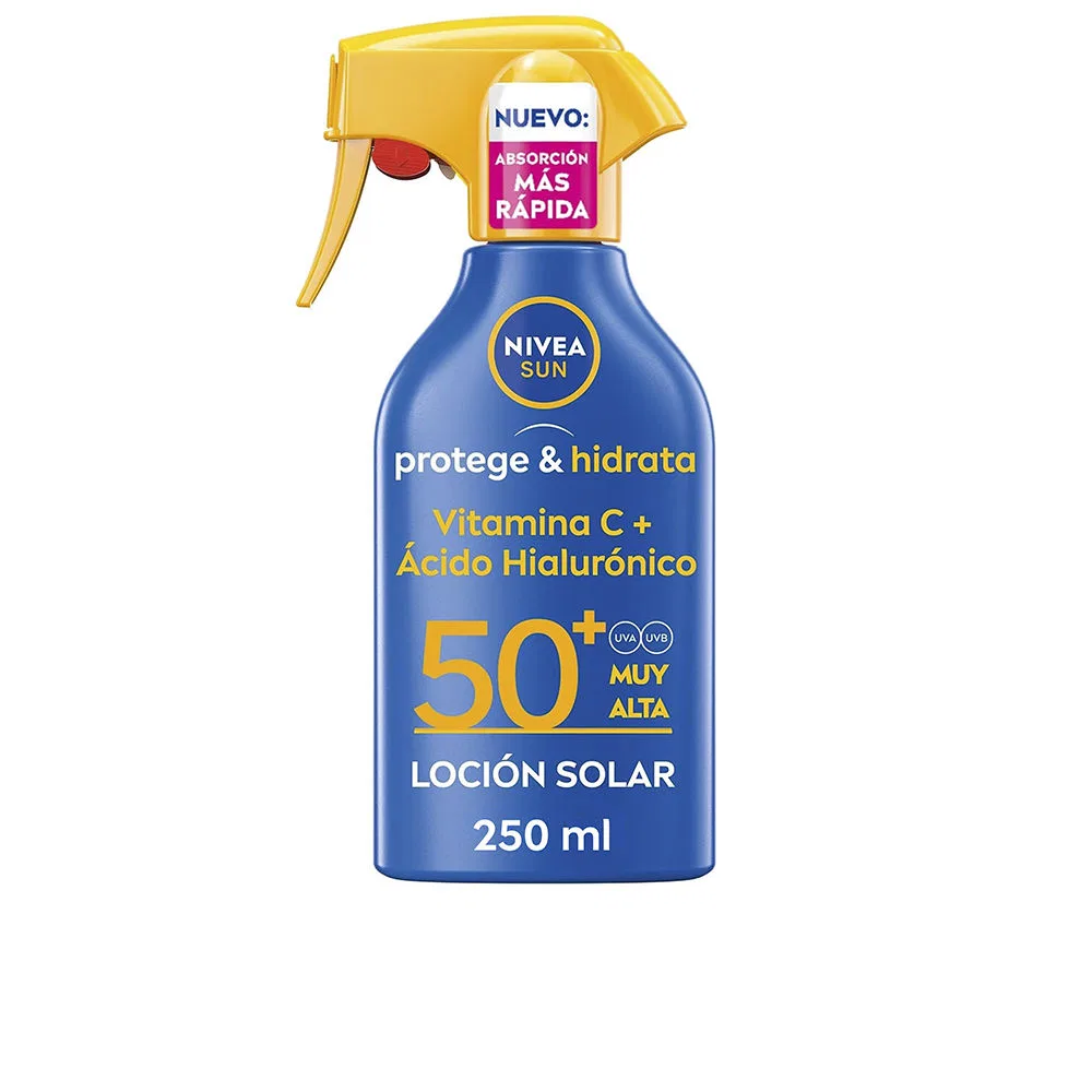 Солнцезащитный спрей-лосьон SPF 50+ с витамином C и гиалуроновой кислотой Nivea SUN Protect & Hydrate, 250 мл