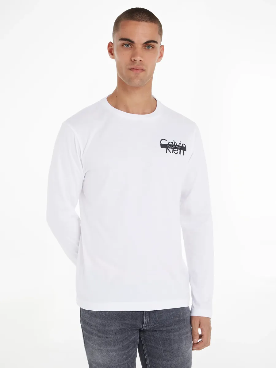 

Рубашка с длинными рукавами Calvin Klein "CUT THROUGH LOGO LS T-SHIRT", белый