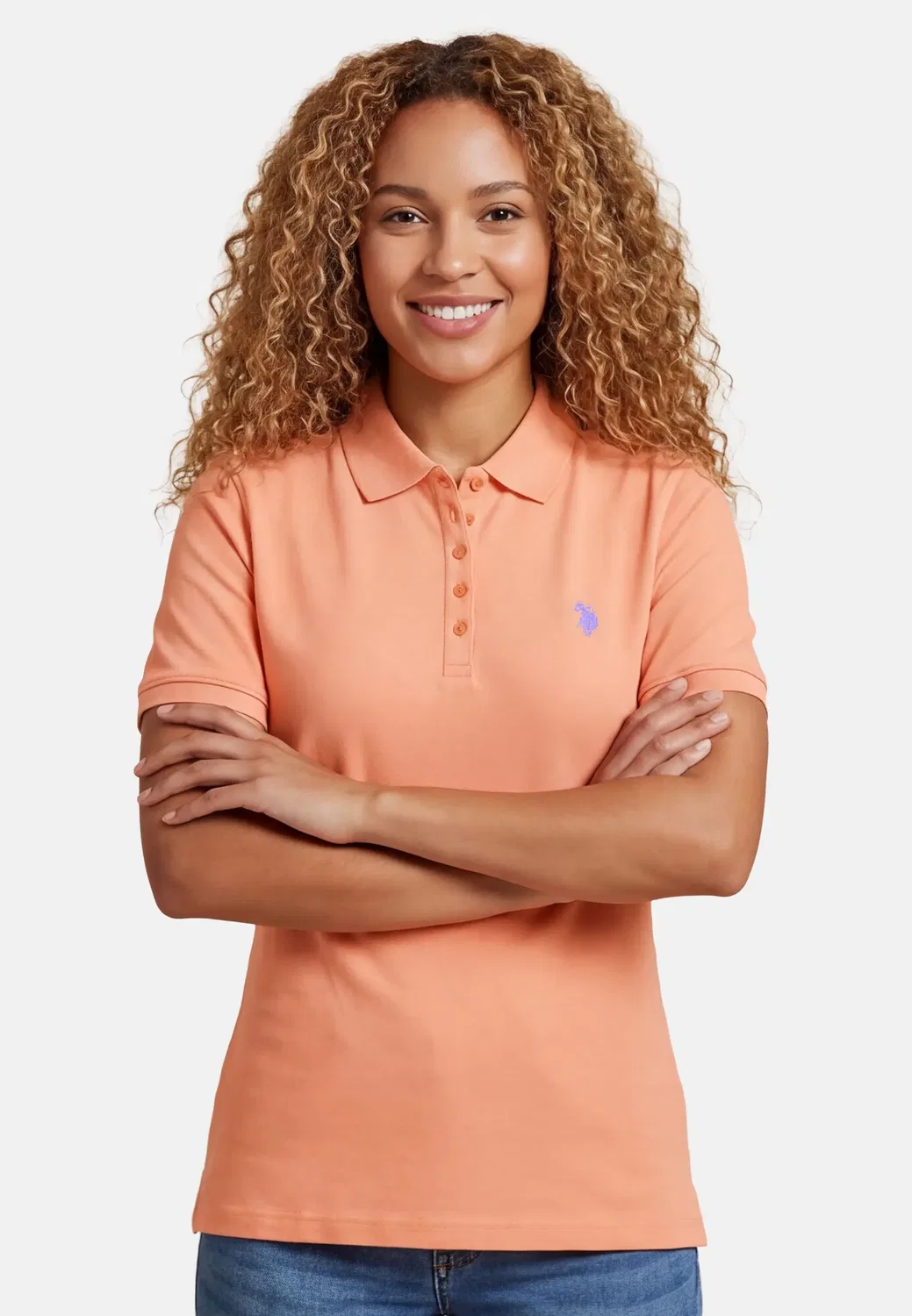 Женское поло классического кроша U.S. Polo Assn., Salmon — фото 2