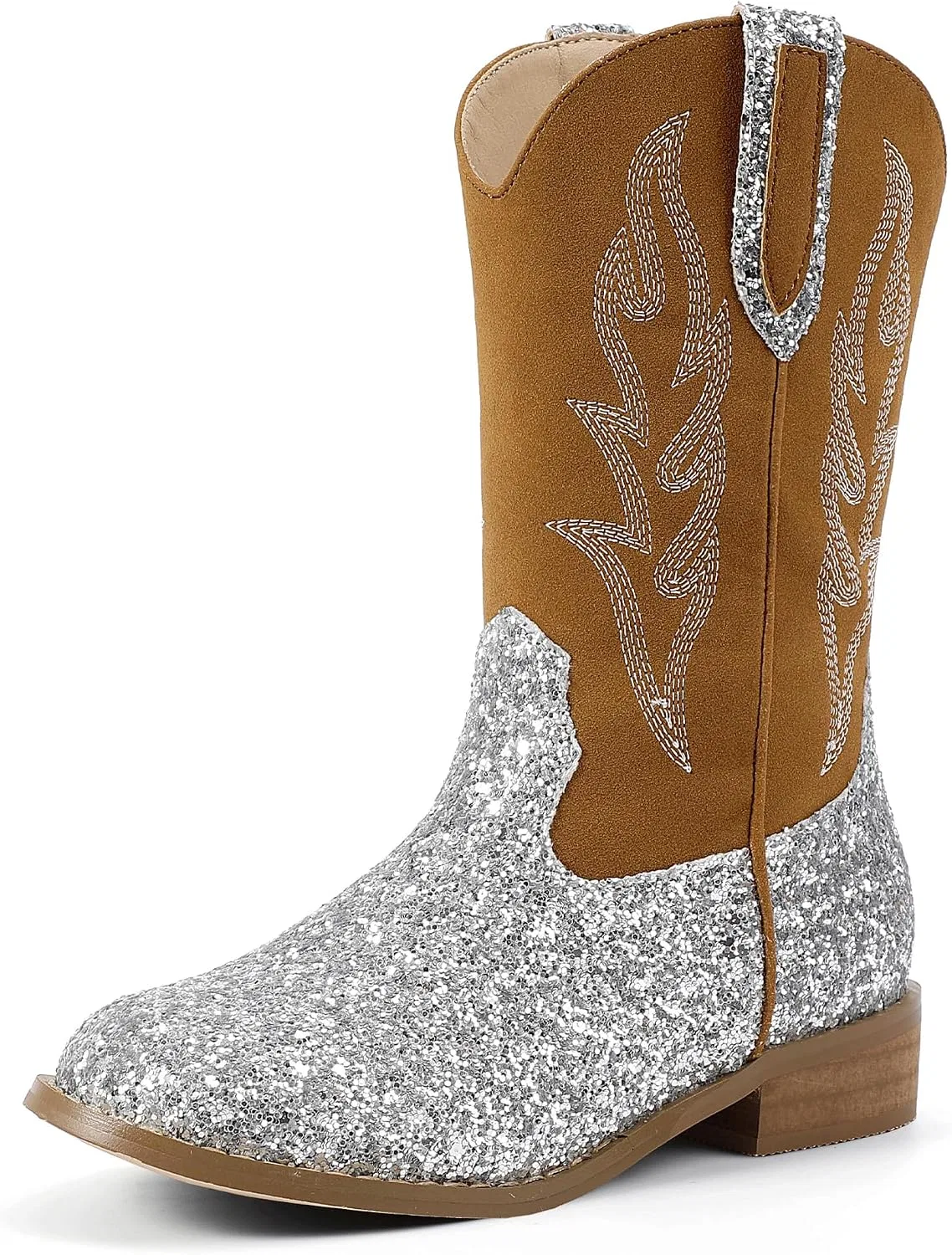 Детские сапоги для девочек с вышивкой Cowgirl Boots Hehainom, Silversequin
