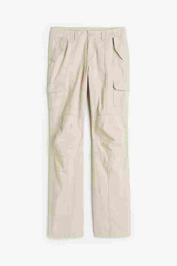 

Брюки-карго H&M Low-waist Cargo, светло-бежевый
