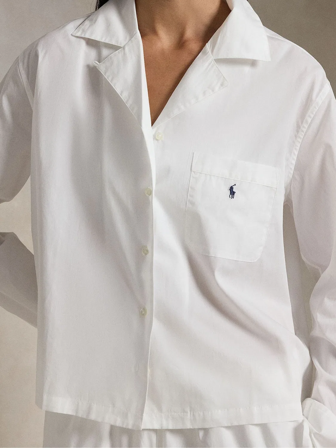 Пижама с полосками, модель White Shirting Stripes Polo Ralph Lauren, белый — фото 4