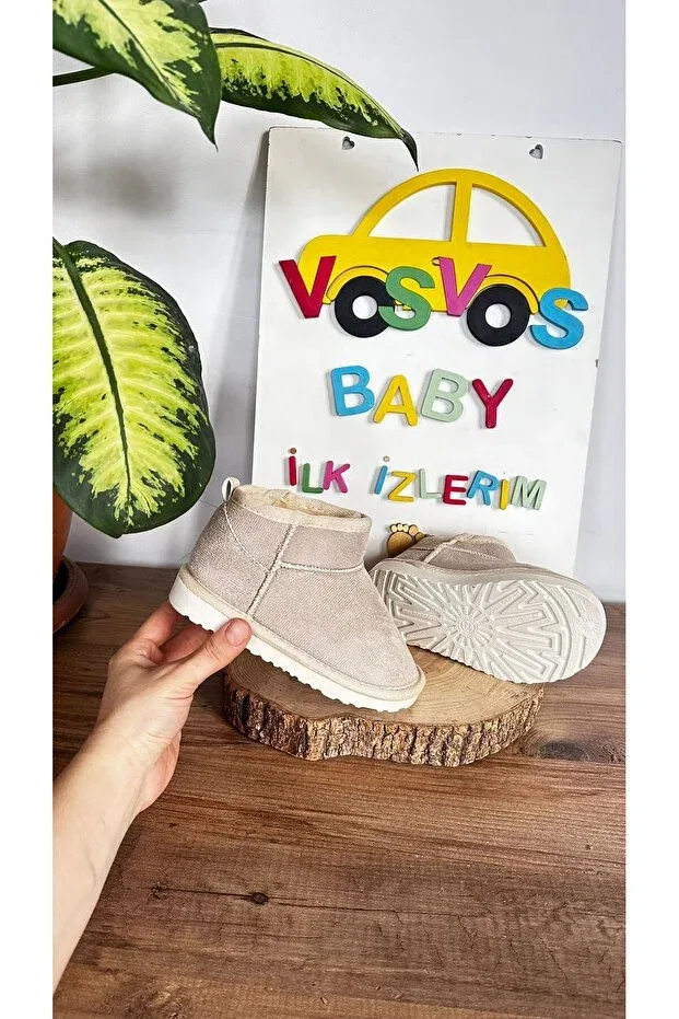 Детские ботильоны для девочек замшевые на плоской подошве Vosvosbaby, Beige — фото 3