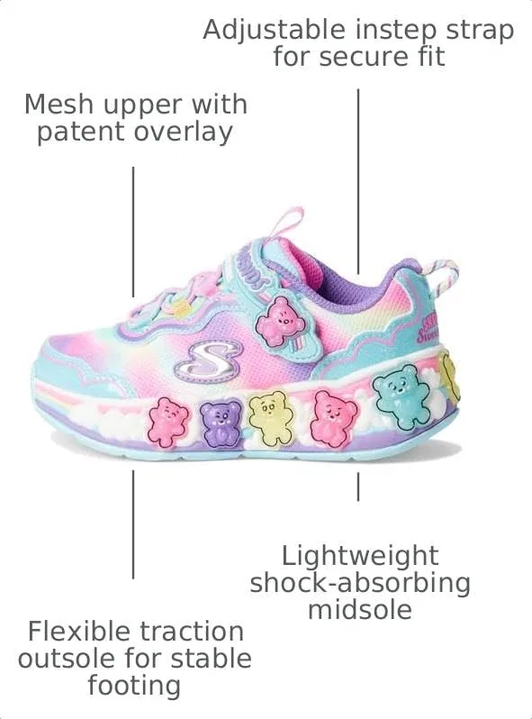 Детские кроссовки для девочек с ароматом Gummy Friends Skechers, Light Blue Synthetic/Multi Trim — фото 3