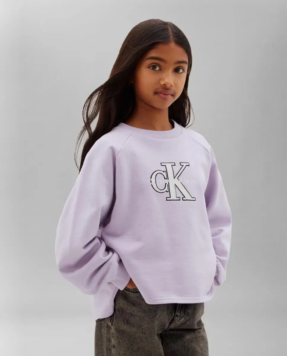 Детская худи для девочек с логотипом Calvin Klein, Morado — фото 3